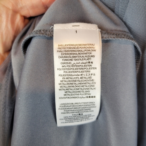 NWT Adrianna Papell Floral Beaded Top w/Tulle Chiffon Gown in Dusty Blue Size 6 - Picture 12 of 15